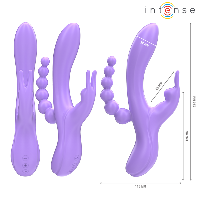 INTENSE - MIKO DREIFACH-VIBRATOR RABBIT & STIMULATOR & ANAL 7 VIBRATIONEN LILA
